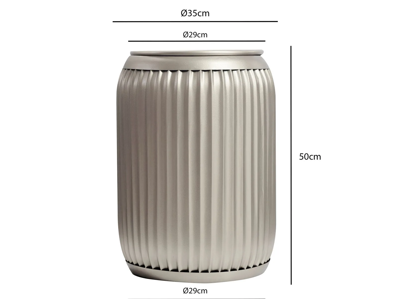 FineBuy Beistelltisch Metall Rund 35cm mit abnehmbarer Tischplatte - Design Wohnzimmertisch mit Stauraum - Extravaganter Couchtisch Rillenoptik - Moderner Sofatisch Klein Handmade