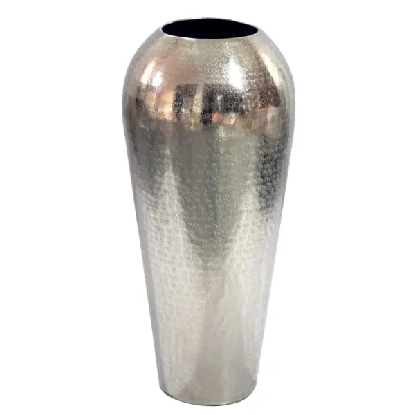 FineBuy Dekovase Aluminium 50cm - Standvase groß - Bodenvase rund modern - Vase Metall für Blumen - Design Wohnzimmer Deko - Wohndeko Handmade