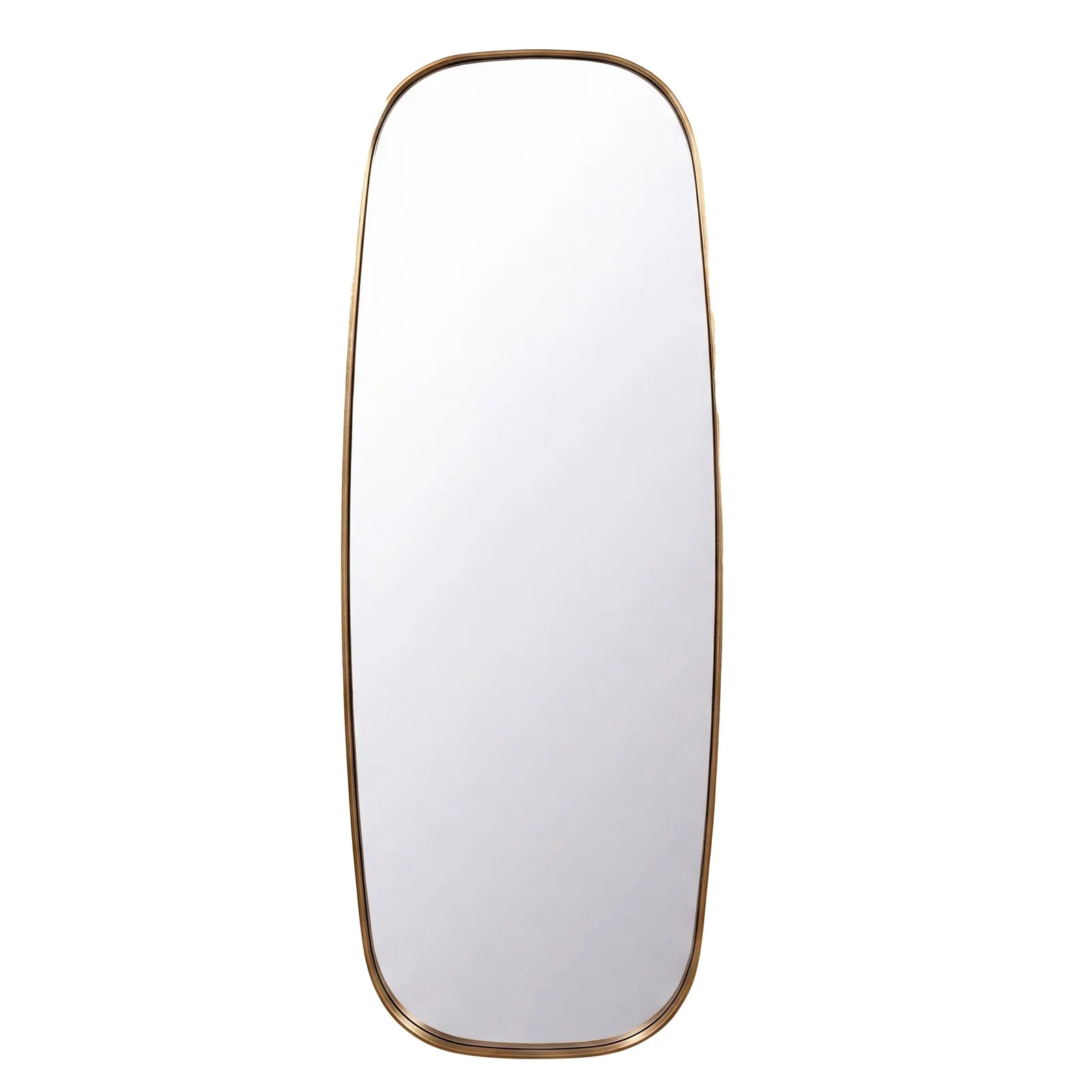 FineBuy Wandspiegel Glas 122x46cm Gold Oval - Design Flurspiegel - Großer Hängespiegel mit Metall Rahmen - Schlafzimmerspiegel Modern - Deko Spiegel Handmade