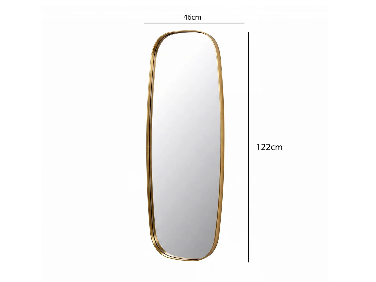 FineBuy Wandspiegel Glas 122x46cm Gold Oval - Design Flurspiegel - Großer Hängespiegel mit Metall Rahmen - Schlafzimmerspiegel Modern - Deko Spiegel Handmade