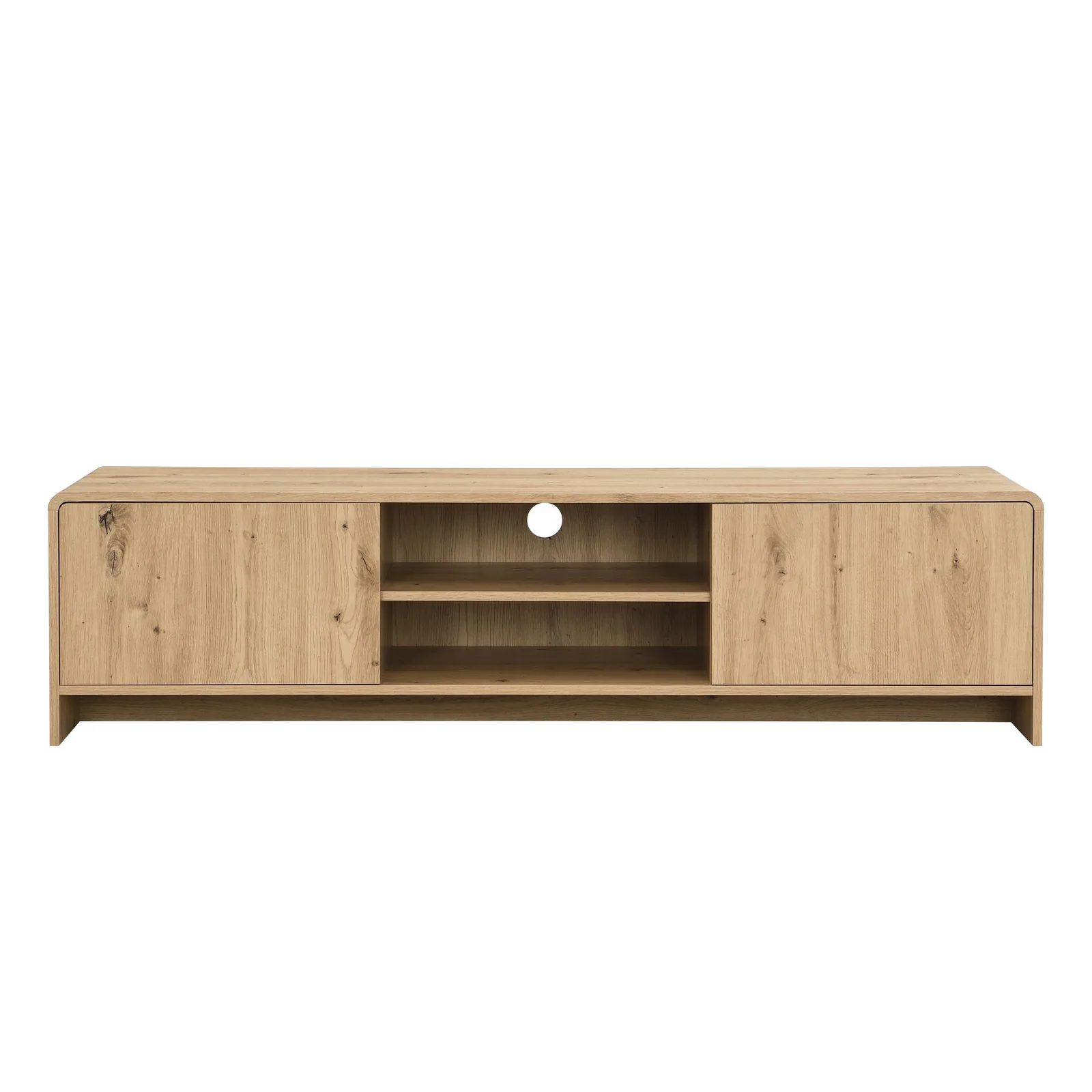 FineBuy TV Lowboard 155cm Eiche Dekor - Moderner Fernsehschrank mit 2 Türen und Ablage - Stilvolle Fernsehkommode TV Kommode - Elegante TV Anrichte fürs Wohnzimmer