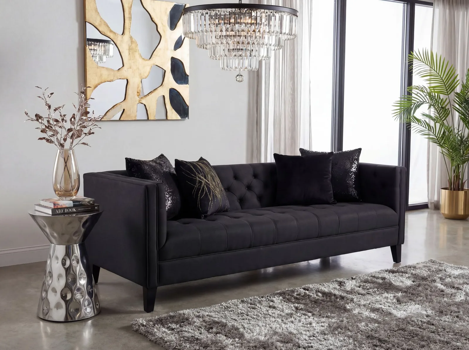 FineBuy Beistelltisch Aluminium 36cm Rund - Design Anstelltisch Metall - Loungetisch Alu - Moderner Sofatisch - Couchtisch Wohnzimmertisch Klein Handmade