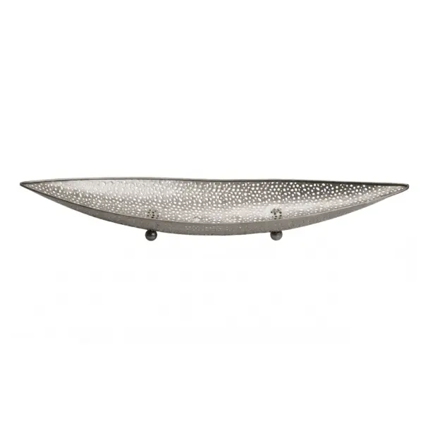 FineBuy Obstschale Oval Schale 60cm Tischdeko länglich - Moderner Obstkorb mit Fuß aus Metall - Elegante Dekoschale - Früchtekorb Handmade