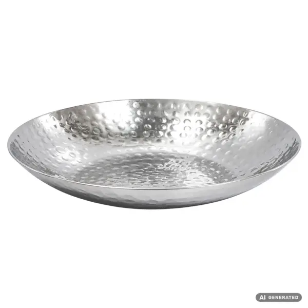 FineBuy Obstschale Rund Silber Schale Metall Tischdeko - Moderner Obstkorb Hammerschlag aus Aluminium - Elegante Dekoschale - Alu Früchteschale Handmade