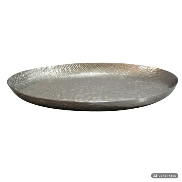 FineBuy Dekoschale Gold Aluminium 50cm Rund - Design Standdeko Metall - Schmuckteller Tisch Deko - Dekoteller Schmuckschale Schale Badezimmer Handmade