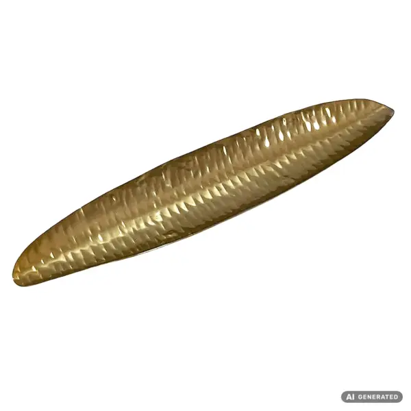 FineBuy Dekoschale Oval Aluminium Schale 65,5cm - Design Tischdeko Metall Wohnzimmer - Alu Wohnaccessoire Modern mit Beinen - Metallschale Dekoration - Aluschale lang schmal Handmade