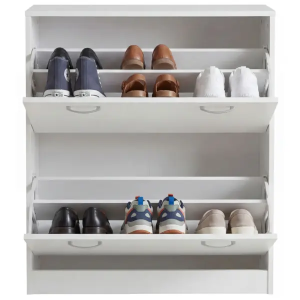 FineBuy Schuhkipper KIEL 75 x 87 x 24 cm Farbe mit 2 Klappen 20 Paar Schuhe, Moderner Schuhschrank aus MDF, Schuhregal schmal Kommode für Flur