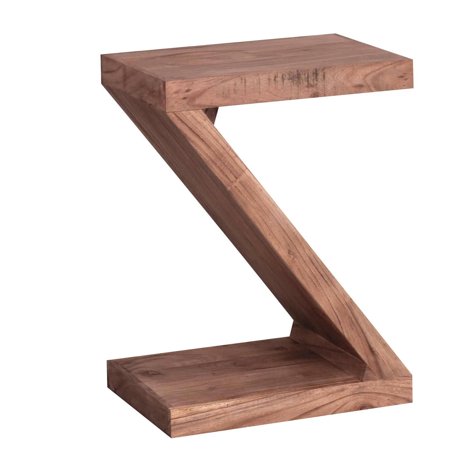 FineBuy Beistelltisch Massivholz Z Cube 59cm hoch Wohnzimmertisch Landhaus-Stil Braun Couchtisch Farbe wählbar