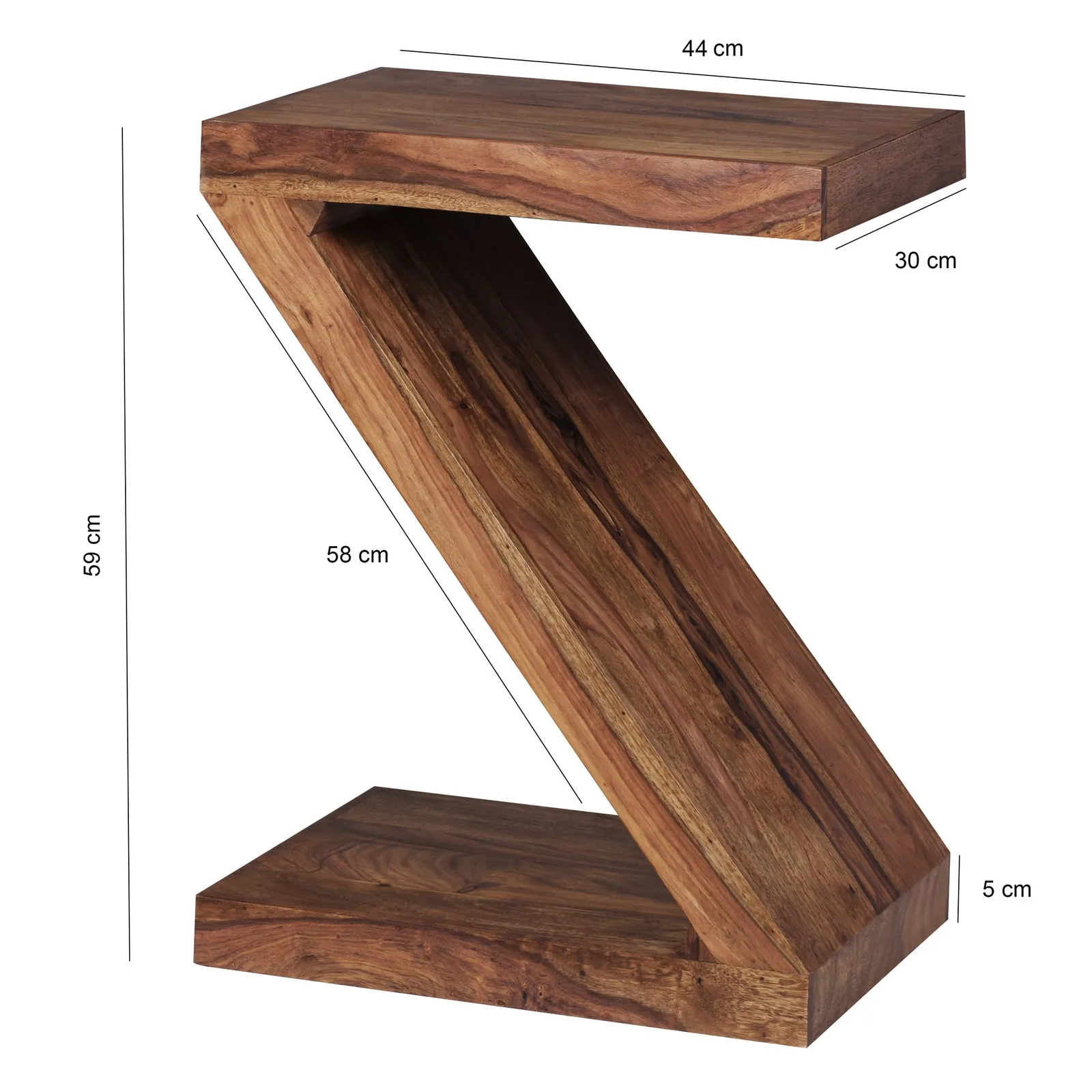 FineBuy Beistelltisch Massivholz Z Cube 59cm hoch Wohnzimmertisch Landhaus-Stil Braun Couchtisch Farbe wählbar