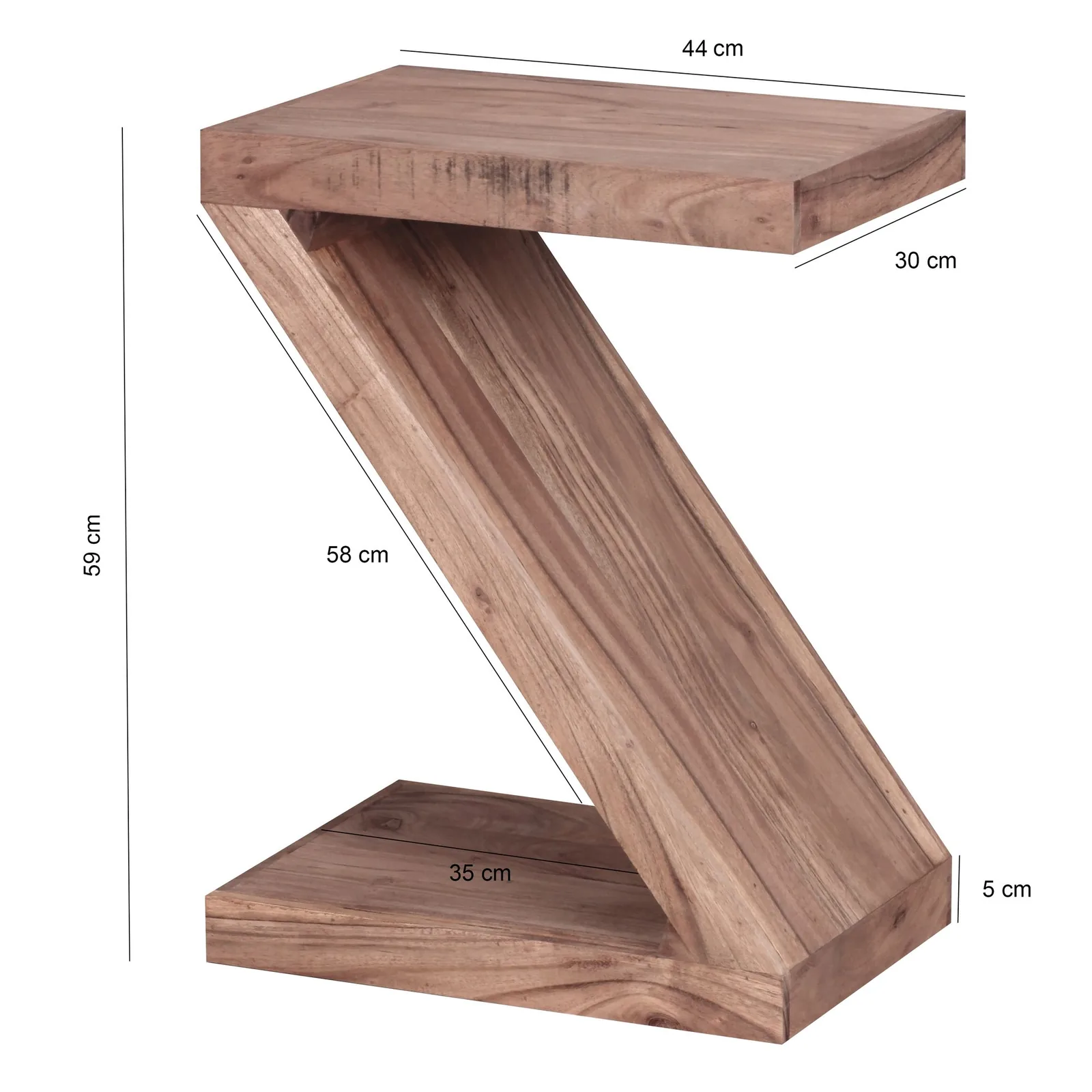 FineBuy Beistelltisch Massivholz Z Cube 59cm hoch Wohnzimmertisch Landhaus-Stil Braun Couchtisch Farbe wählbar