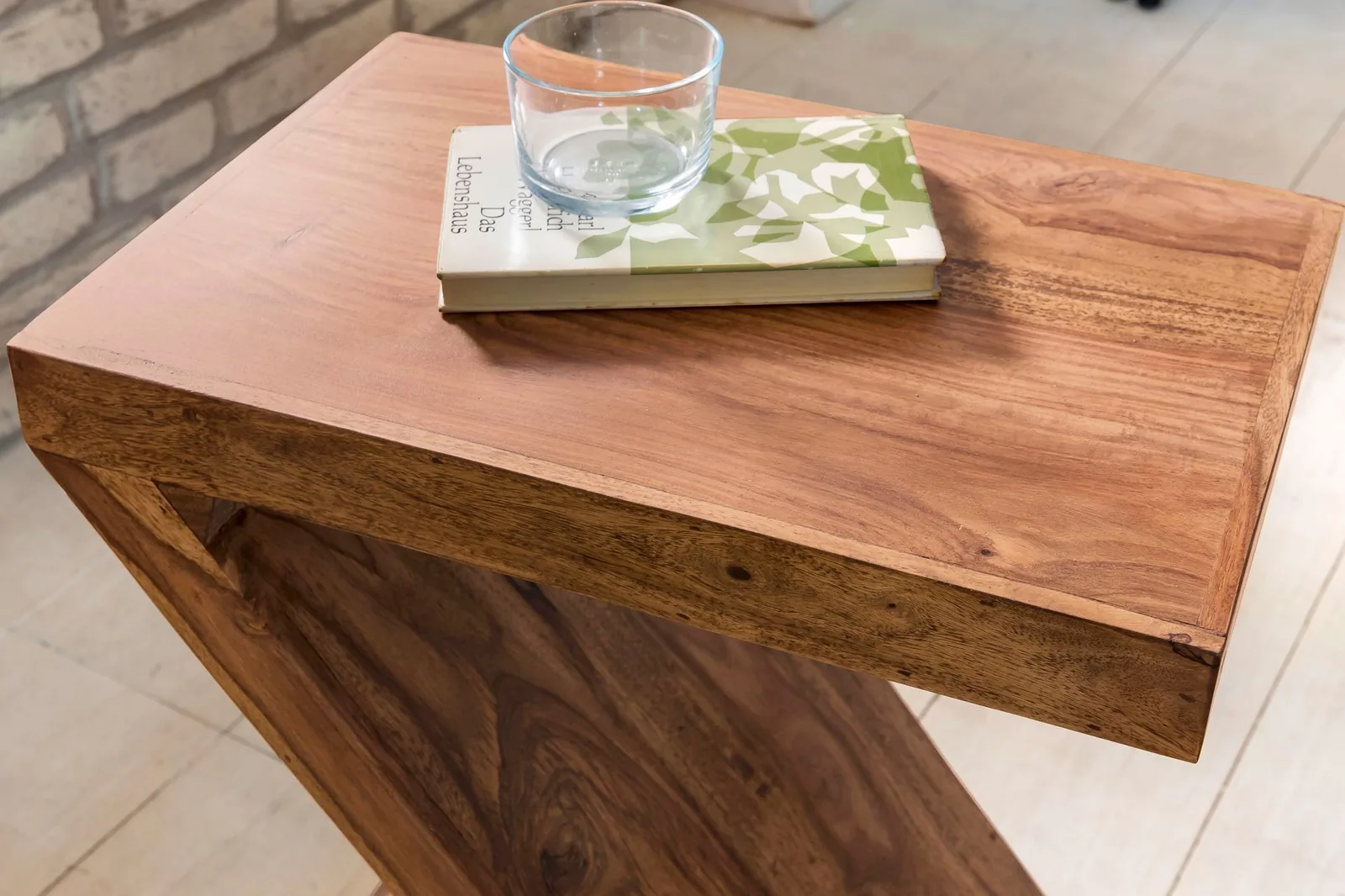 FineBuy Beistelltisch Massivholz Z Cube 59cm hoch Wohnzimmertisch Landhaus-Stil Braun Couchtisch Farbe wählbar