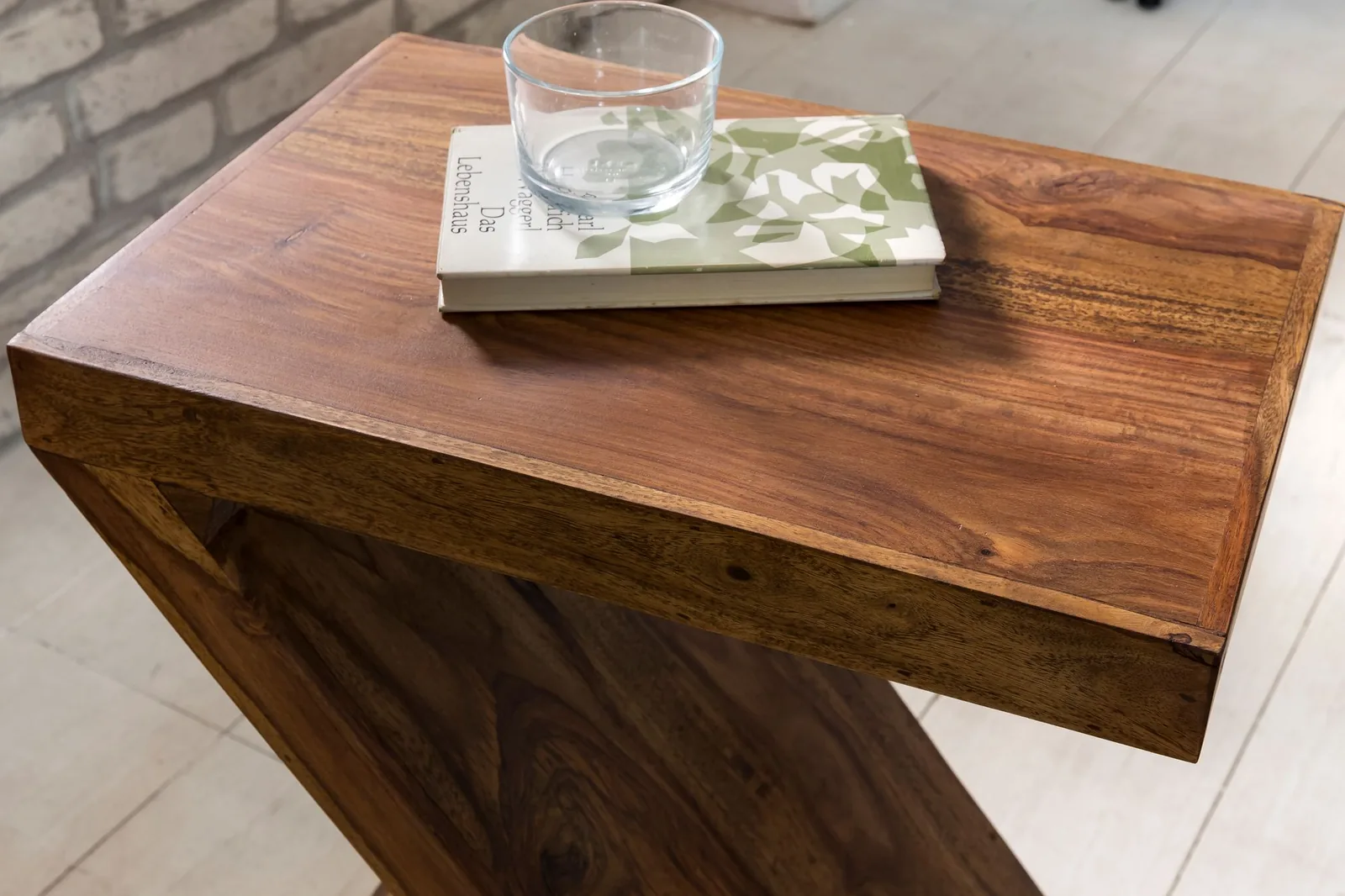 FineBuy Beistelltisch Massivholz Z Cube 59cm hoch Wohnzimmertisch Landhaus-Stil Braun Couchtisch Farbe wählbar