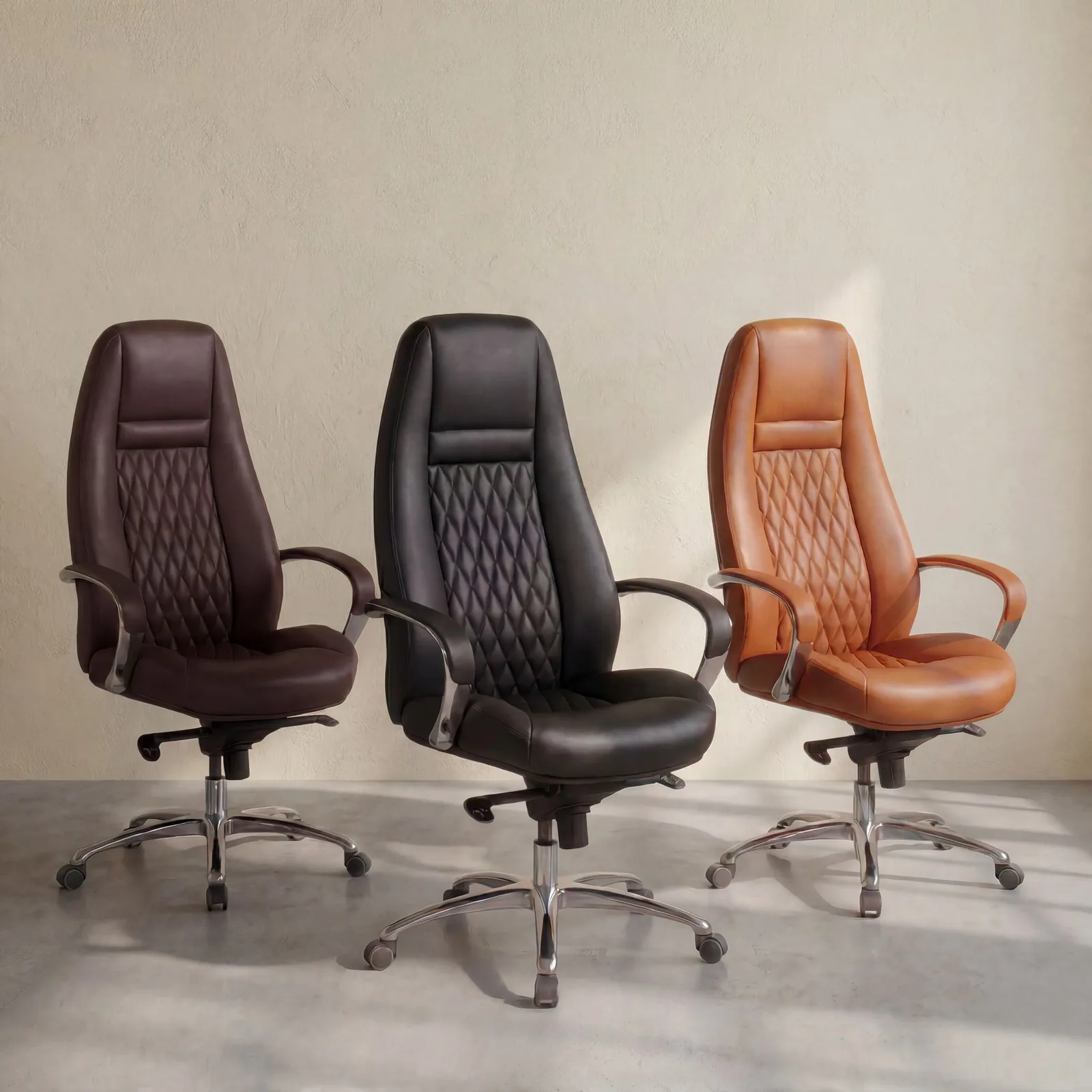 FineBuy AUSTIN Bürostuhl Echtleder Schreibtischstuhl ergonomisch Chefsessel edel Drehstuhl höhenverstellbar