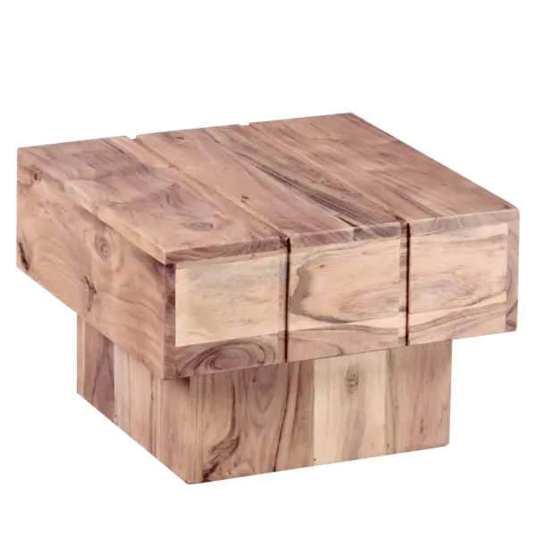 FineBuy Beistelltisch Massivholz Wohnzimmertisch 44 x 44 x 30 cm Couchtisch massiv Landhaus-Stil Cube quadratisch