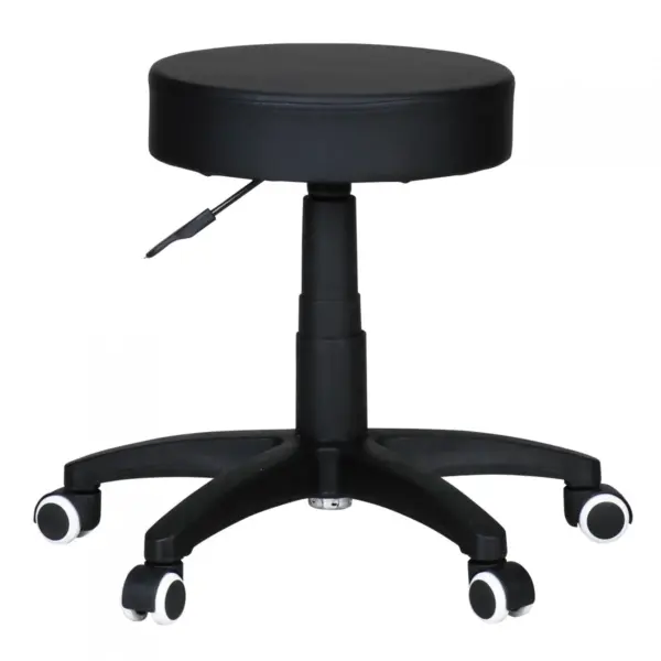 FineBuy Hocker Design Arbeitshocker verstellbar Bezug Kunstleder Schwarz Sitzhocker Rollen Rollhocker gepolstert ohne Lehne Praxishocker auf Rollen Arzthocker Hartbodenrollen höhenverstellbar