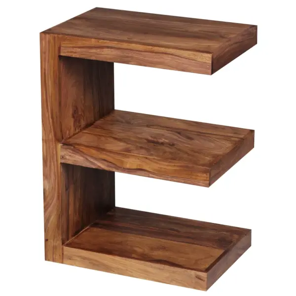FineBuy Beistelltisch Massivholz E Cube 60cm hoch Wohnzimmer-Tisch Design braun Landhaus Couchtisch Farbe wählbar