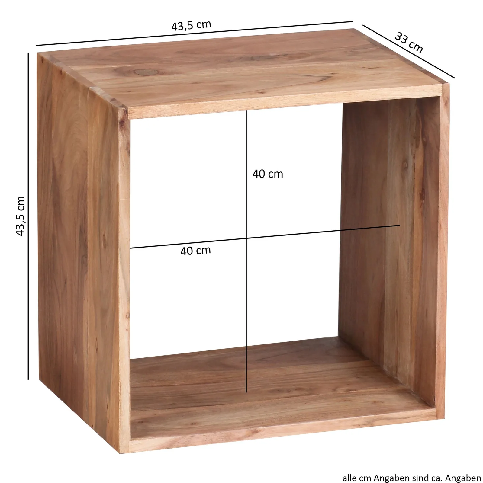 FineBuy Standregal Massivholz 43,5 cm Cube Regal Holzregal Naturprodukt Beistelltisch Landhausstil