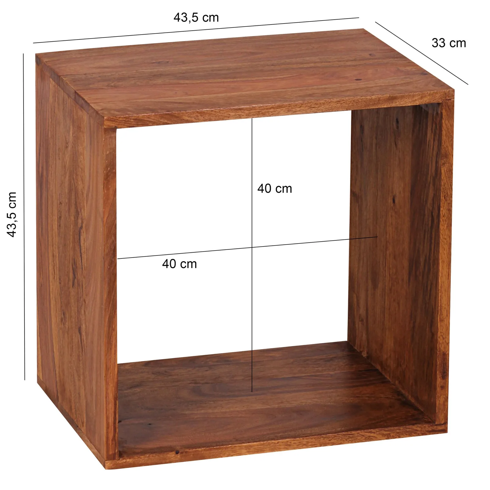FineBuy Standregal Massivholz 43,5 cm Cube Regal Holzregal Naturprodukt Beistelltisch Landhausstil