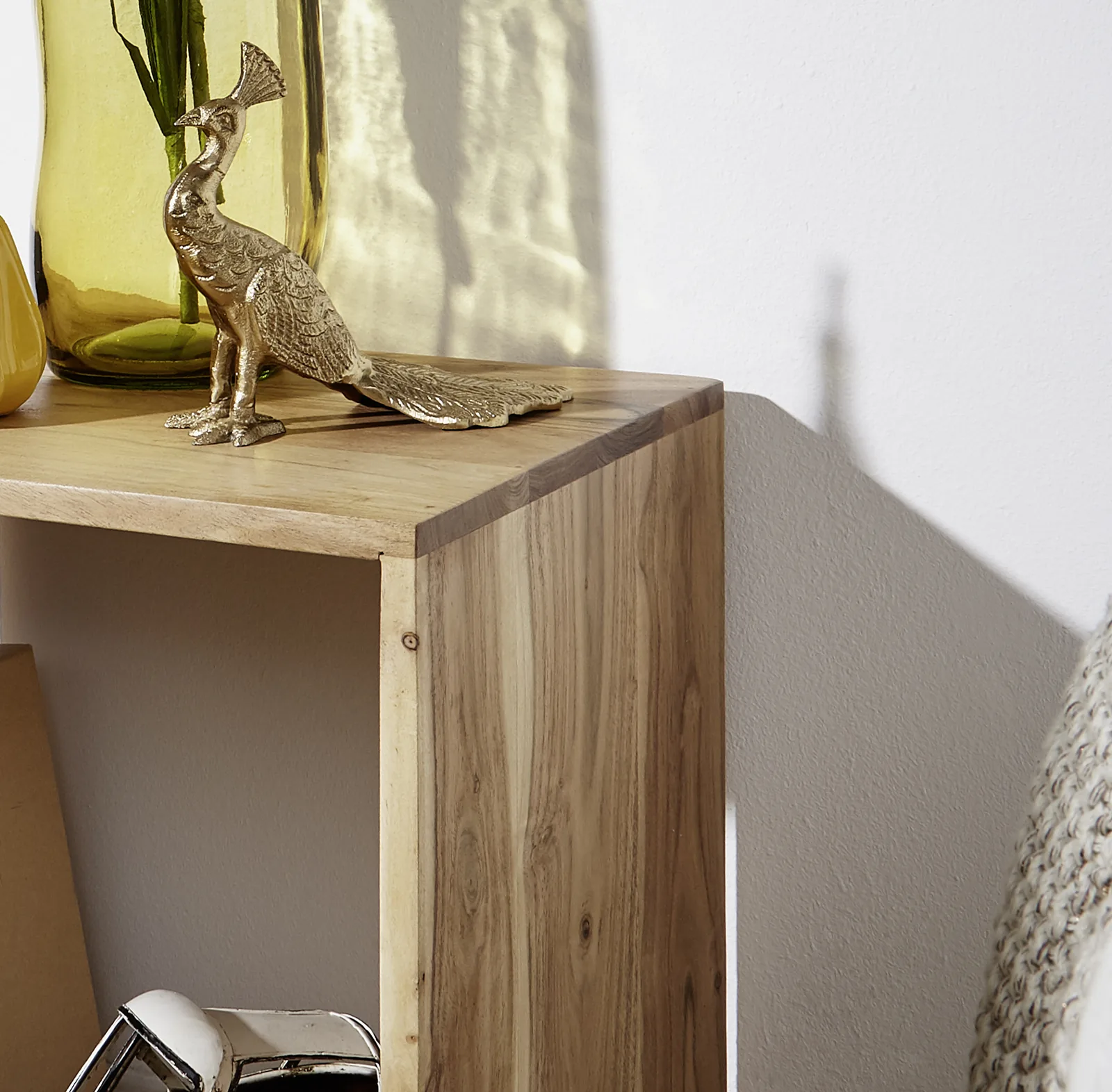 FineBuy Standregal Massivholz 43,5 cm Cube Regal Holzregal Naturprodukt Beistelltisch Landhausstil