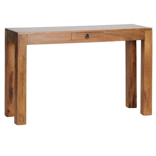 FineBuy Konsolentisch Massivholz Konsole mit 1 Schublade Schreibtisch 120 x 40 cm Landhaus Sideboard Farbe wählbar