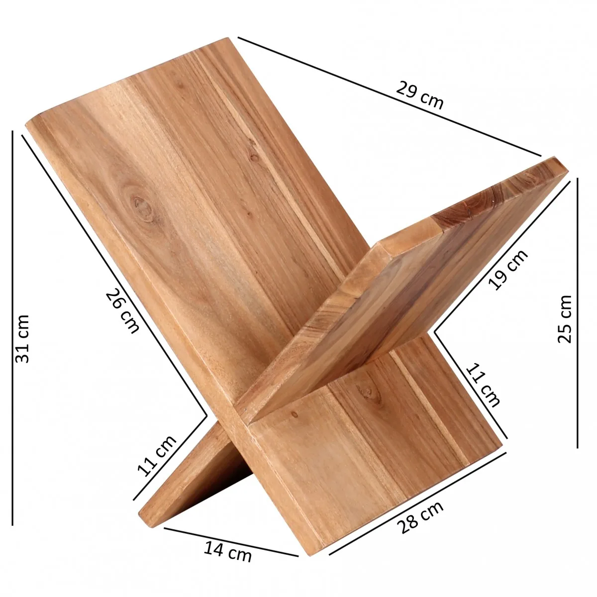 FineBuy Zeitungsständer Massivholz X-Form 31 cm Zeitschriftenständer Design Prospekthalter Landhaus Buchständer