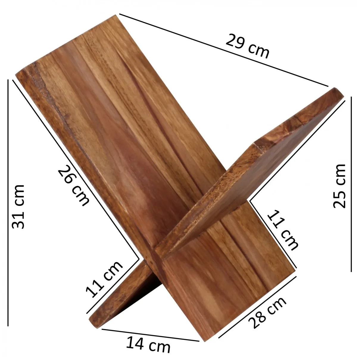 FineBuy Zeitungsständer Massivholz X-Form 31 cm Zeitschriftenständer Design Prospekthalter Landhaus Buchständer