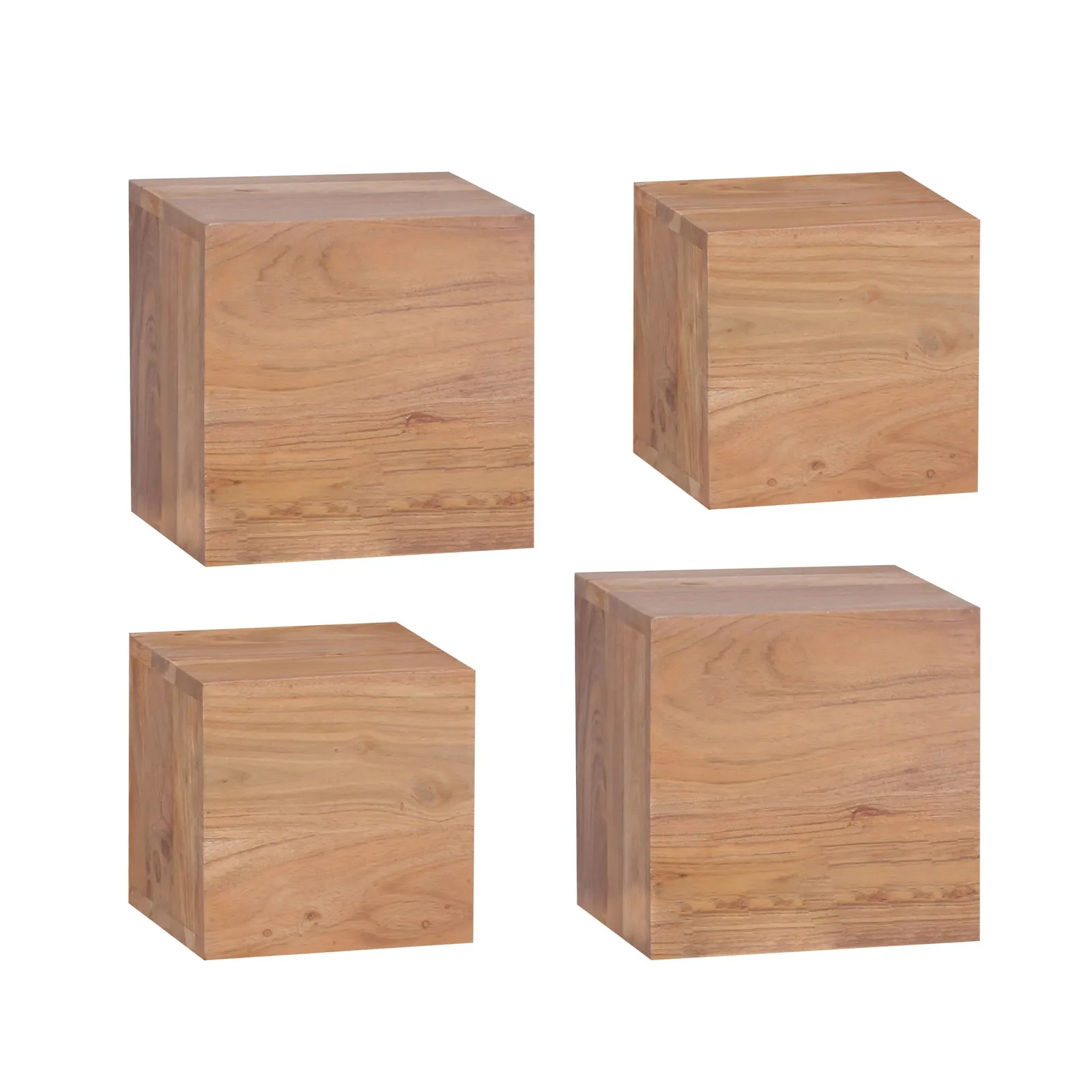 FineBuy 4er Set Wandregale Massivholz Holzregal Landhaus Hängeregal 25 cm und 20 cm Echtholz Wandboard