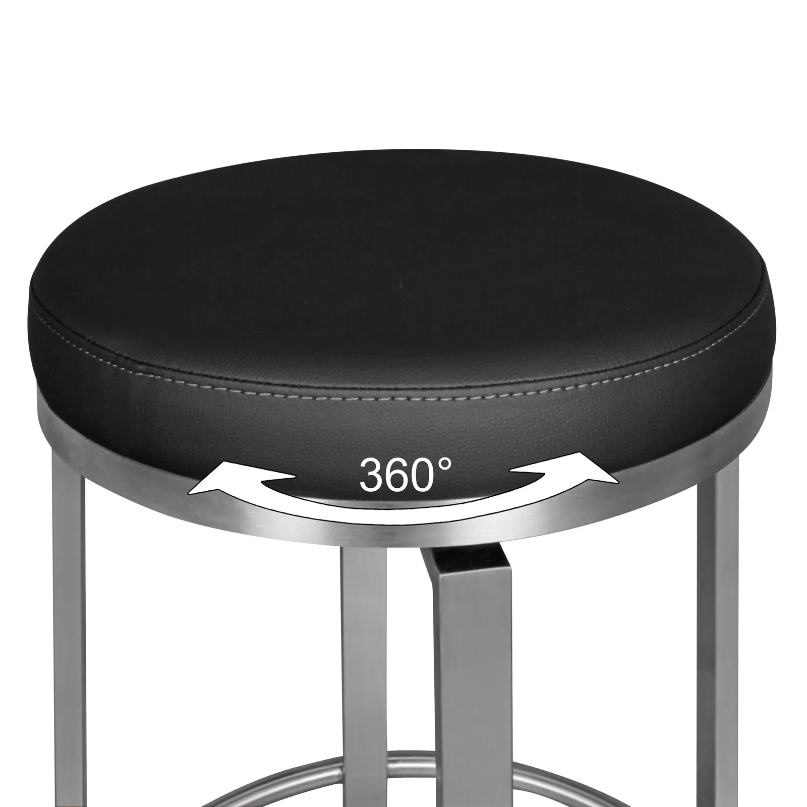 FineBuy Barhocker 42x76x42 cm Edelstahl Barstuhl 360° Drehbar, Thekenhocker Barsitz Gepolstert, Design Tresenstuhl Modern, Bistrohocker Hoch, Hoher Hocker für Bar