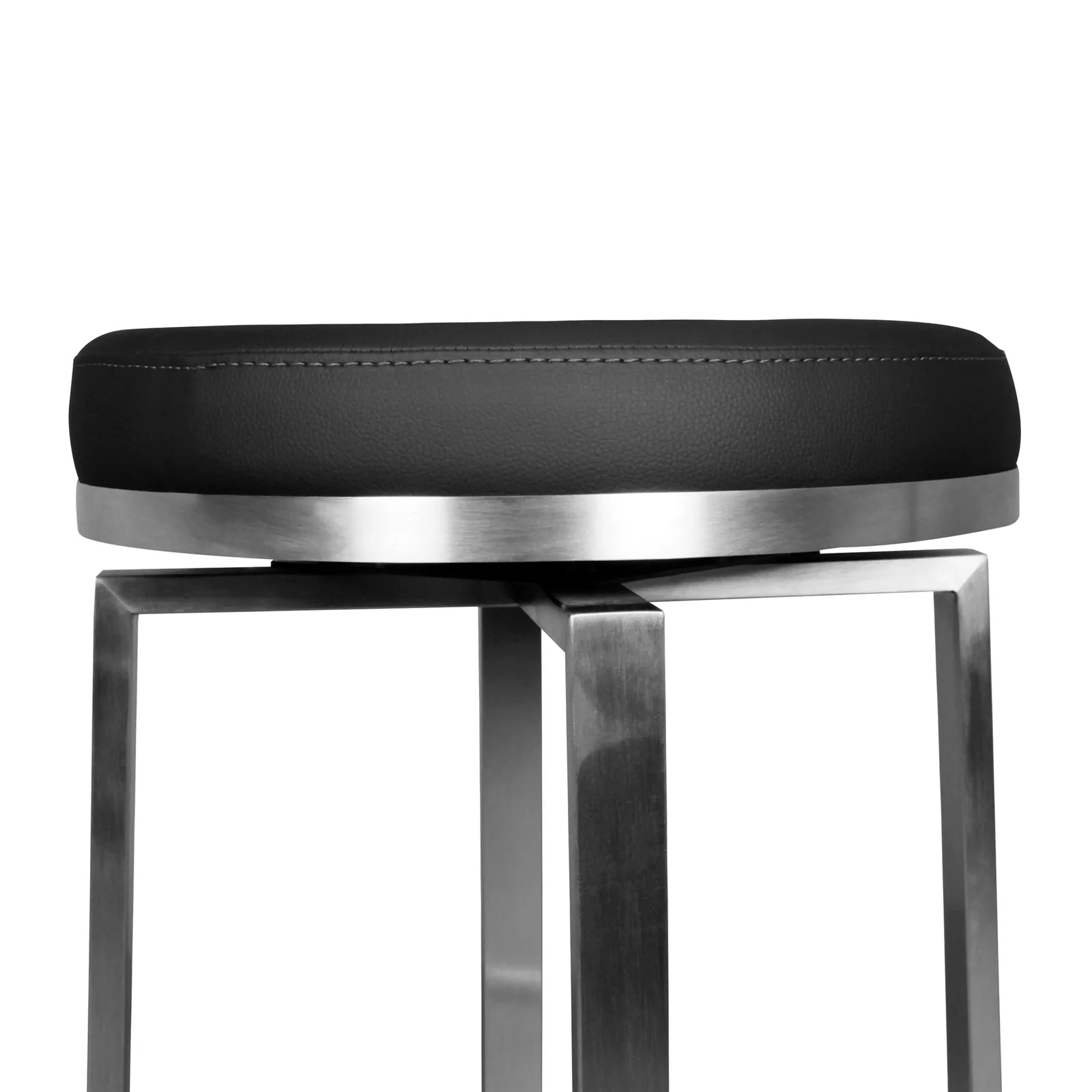 FineBuy Barhocker 42x76x42 cm Edelstahl Barstuhl 360° Drehbar, Thekenhocker Barsitz Gepolstert, Design Tresenstuhl Modern, Bistrohocker Hoch, Hoher Hocker für Bar