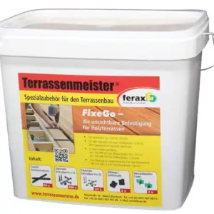 FixeGo - unsichtbare Dielenbefestigung, für Terrassendielen: Douglasie, Kiefer, Lärche, Dielenbreite 120 - 150 mm, Dielenstärke 19 - 25 mm
