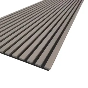Akustikpaneele, schallabsorbierend, Bambus geölt, grau, auf schwarzem Filz, 18 x 605 mm in der Länge 2,7 m