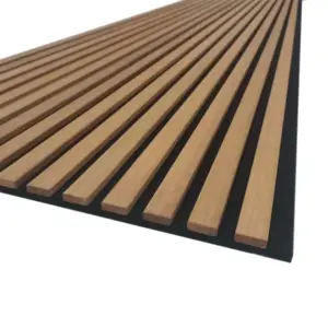 Akustikpaneele, schallabsorbierend, Bambus geölt, Walnuss, auf schwarzem Filz, 18 x 605 mm in der Länge 2,7 m
