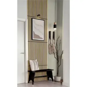 Akustikpaneele, schallabsorbierend, Eiche hellbraun, 2400 x 305 x 10,3 mm, Echtholzfurnier, FSC 100%, TSUD-COC-001718-ZZ (1,488 m² / Paket)