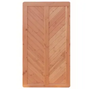 Premium Douglasie Sichtschutzzaun Holz, 98,5 cm (B) x 178,5 cm (H), Fischgrätmuster mit Mittelsträbe - natur