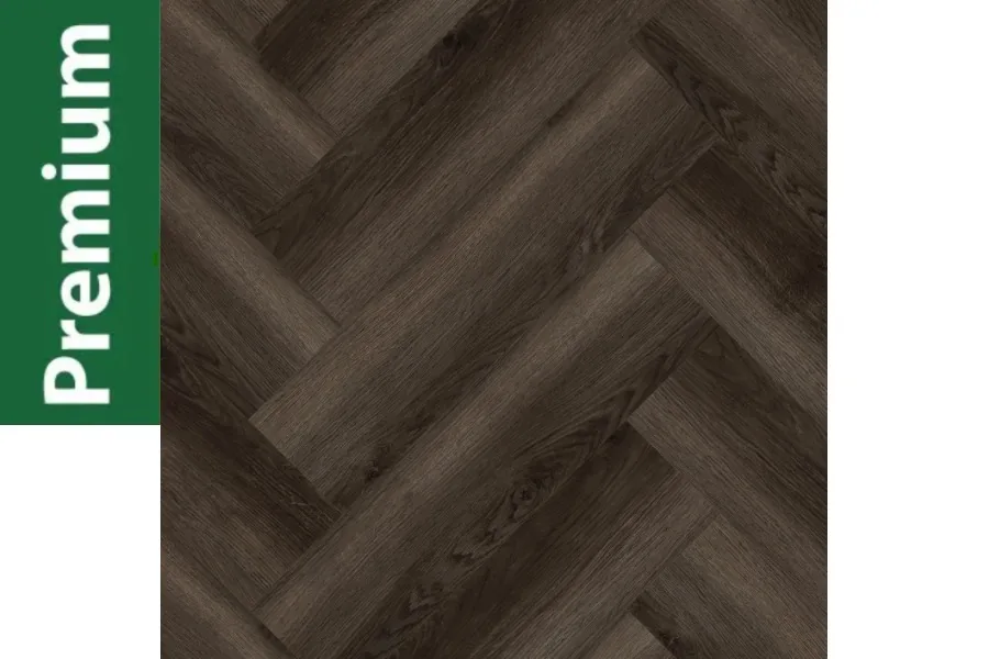 Premium 3D, 7 mm Fischgrät Klick Vinyl (SPC) mit antibakterieller Trittschalldämmung, Eiche dunkel, 592 x 148 mm, 0,55 mm Nutzschicht, (1,40 m² / Paket)