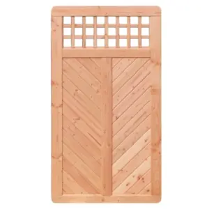 Premium Douglasie Sichtschutzzaun Holz, 98,5 cm (B) x 178,5 cm (H), Fischgrätmuster mit Mittelsträbe und waagerechtem Gitter - natur