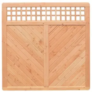 Premium Douglasie Sichtschutzzaun Holz, 178,5 cm (B) x 178,5 cm (H), Fischgrätmuster mit Mittelsträbe und waagerechtem Gitter - natur