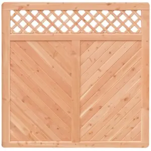 Premium Douglasie Sichtschutzzaun Holz, 178,5 cm (B) x 178,5 cm (H), Fischgrätmuster mit Mittelsträbe und Gitter in Rautenform - natur