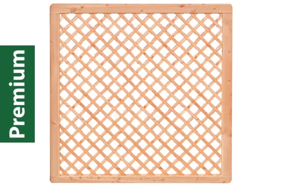 Premium Douglasie Sichtschutzzaun Holz, 178,5 cm (B) x 178,5 cm (H), Rankgitter diagonal - natur
