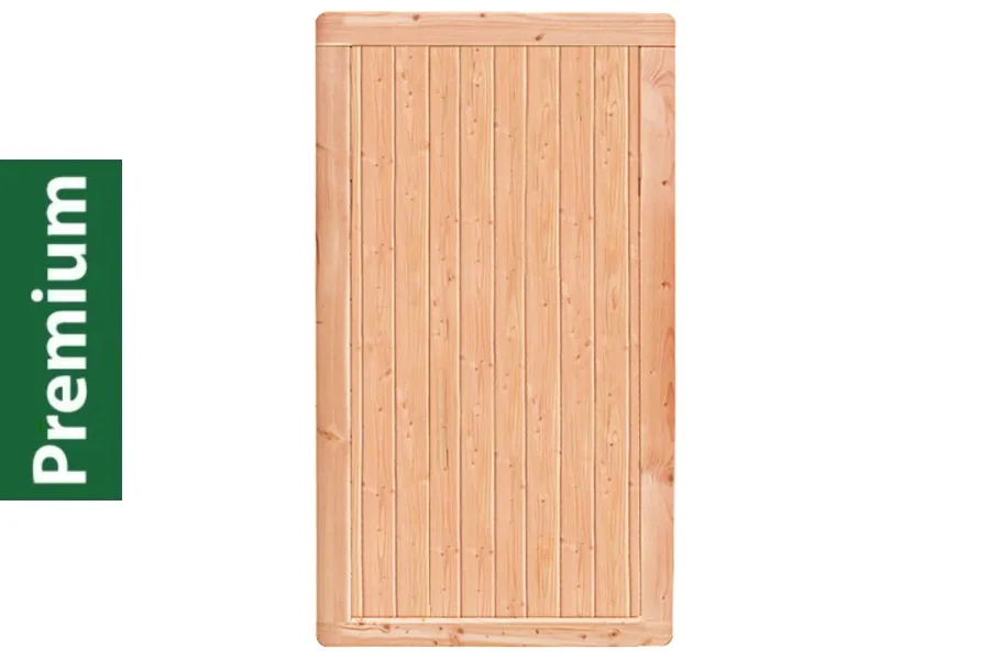 Premium Douglasie Sichtschutzzaun Holz, 98,5 cm (B) x 178,5 cm (H), Senkrechtfüllung mit Mittelsträbe - natur