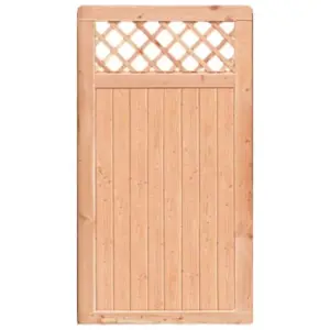 Premium Douglasie Sichtschutzzaun Holz, 98,5 cm (B) x 178,5 cm (H), Senkrechtfüllung mit Mittelsträbe und waagerechtem Gittereinsatz - natur