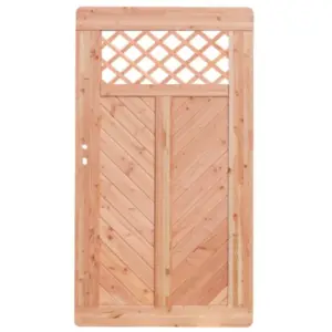 Premium Douglasie Gartentür, Sichtschutzzaun Holz, 100 cm (B) x 178,5 cm (H), Fischgrätmuster mit Mittelsträbe und Gitter in Rautenform - natur