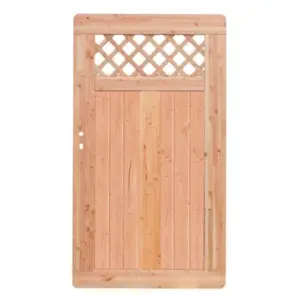 Premium Douglasie Gartentür, Sichtschutzzaun Holz, 100 cm (B) x 178,5 cm (H), Senkrechtfüllung mit Gitter in Rautenform - natur