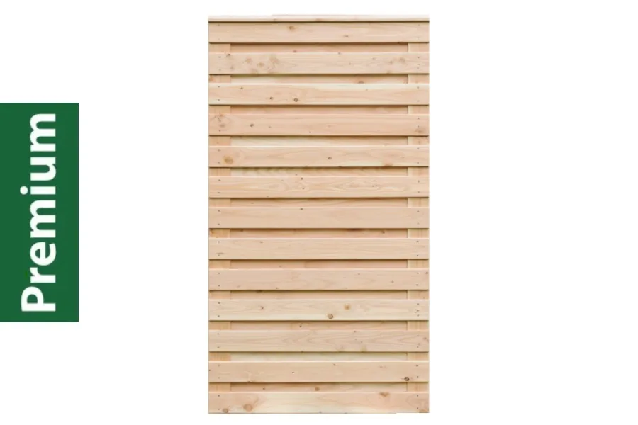 Premium Douglasie Sichtschutzzaun Holz, 98,5 cm (B) x 181 cm (H), Lamellenzaun, natur