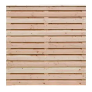 Premium Douglasie Sichtschutzzaun Holz, 178,5 cm (B) x 181 cm (H), Lamellenzaun, natur