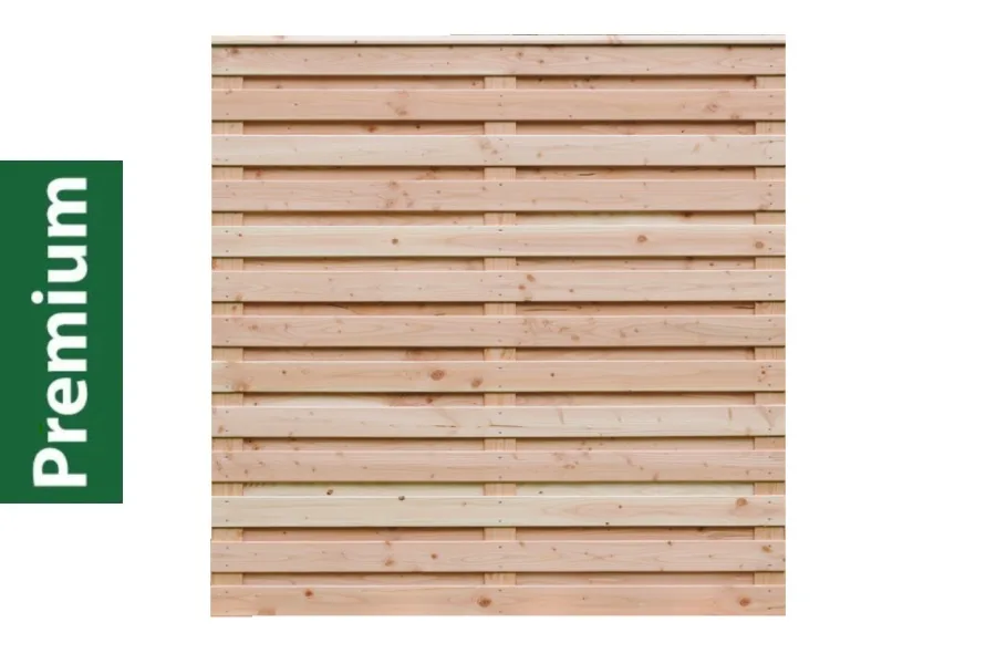 Premium Douglasie Sichtschutzzaun Holz, 178,5 cm (B) x 181 cm (H), Lamellenzaun, natur
