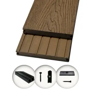 Terrassendielen WPC Komplettset Massivdiele WoodoMalta (18 x 146 mm, 2,4 m) braun (Braun, 5 m²)