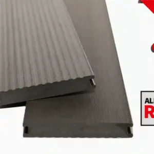 *Abverkauf* WPC Massivdiele WoodoMadeira, 20 x 140 mm 3 m lang, anthrazit, geriffelt / glatt, beidseitig begehbar - 2. Wahl / Restposten
