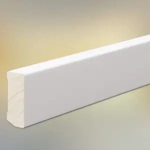 Sockelleisten Massivholz weiß für Parkett und Massivholzdielen, 40 x 16 mm, Oberkante gerade, weiß lackiert, fallende Längen 100 - 290 cm