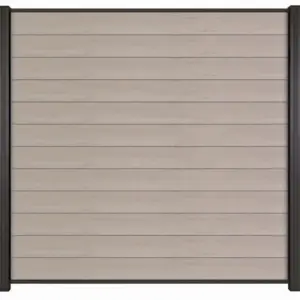 WPC Zaun / Sichtschutz / Steckzaun, 20 (S) x 1800 (H) x 1800 (B) mm, incl. Anfangs- und Abschlussleiste Modulares Zaunsystem in Bicolour Grau (ohne Pfosten)